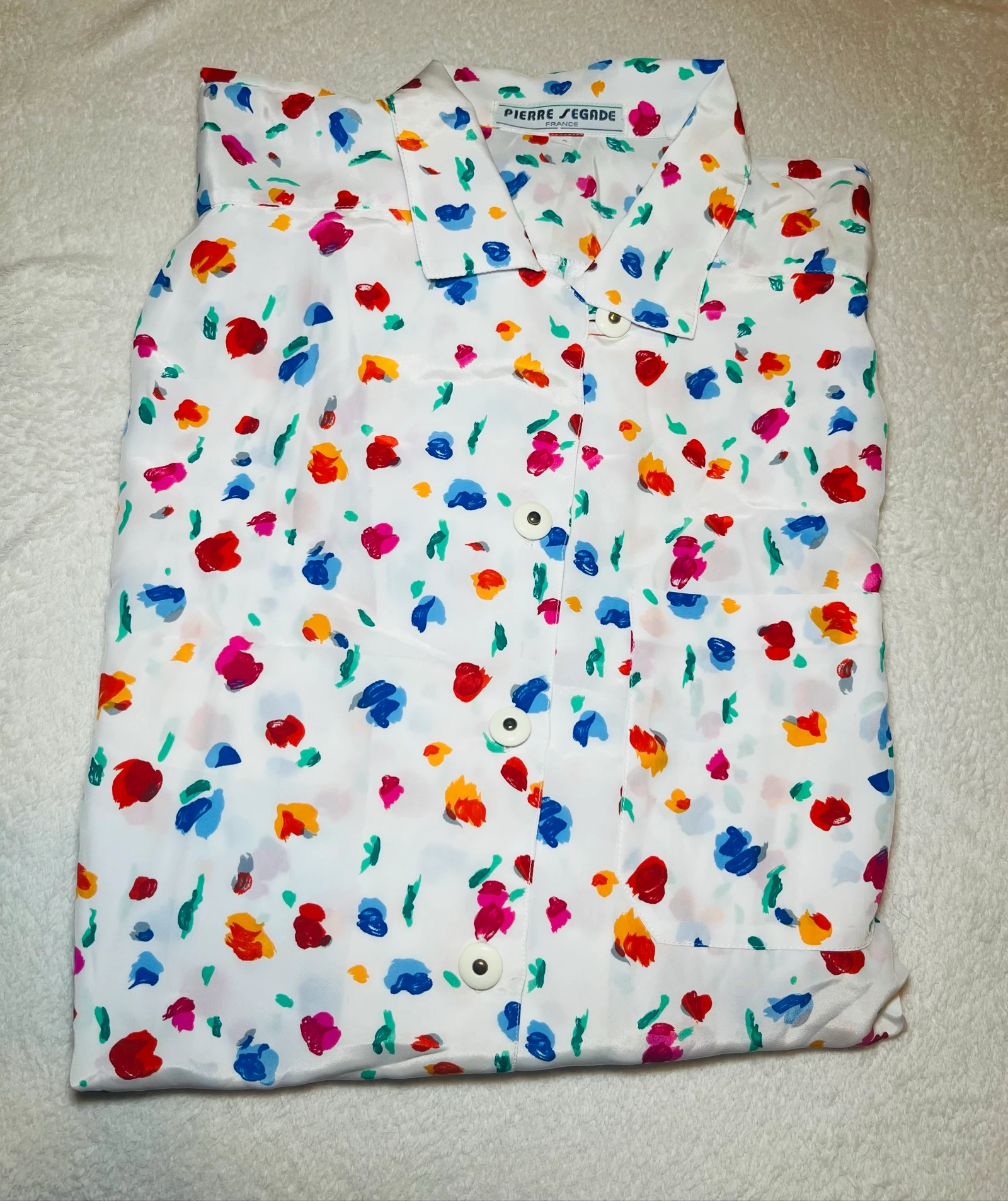 Pierre segade blouse that can also serve as a light jacket - white and floral - size 46 – photo 5